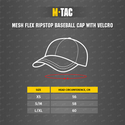 Mesh Flex Ripstop Baseball Cap with velcro