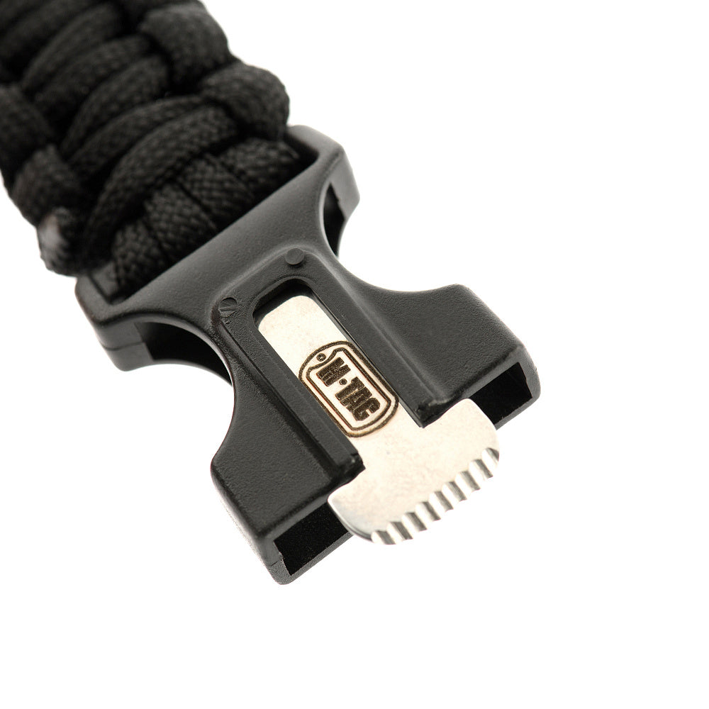M-Tac paracord bracelet with spark cutter, compass and whistle Black M