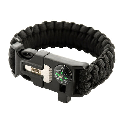 M-Tac paracord bracelet with spark cutter, compass and whistle Black M
