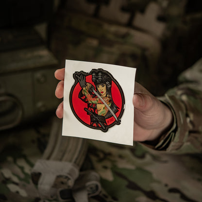 Sticker Tactical Girl #3 Skull on Shoulder