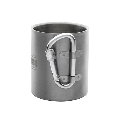 Thermo mug with carabiner