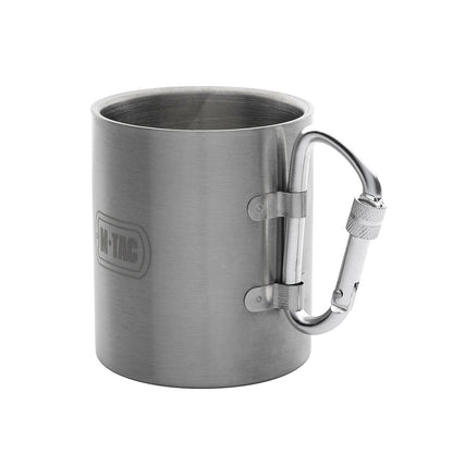 Thermo mug with carabiner