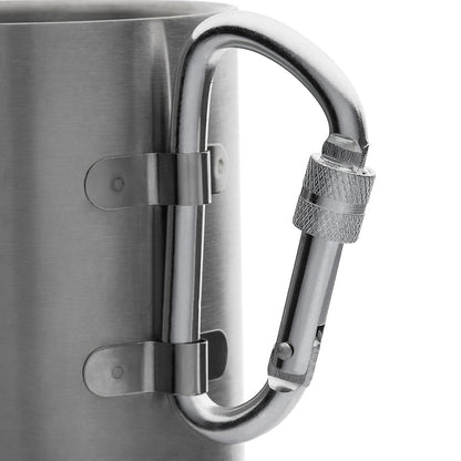Thermo mug with carabiner